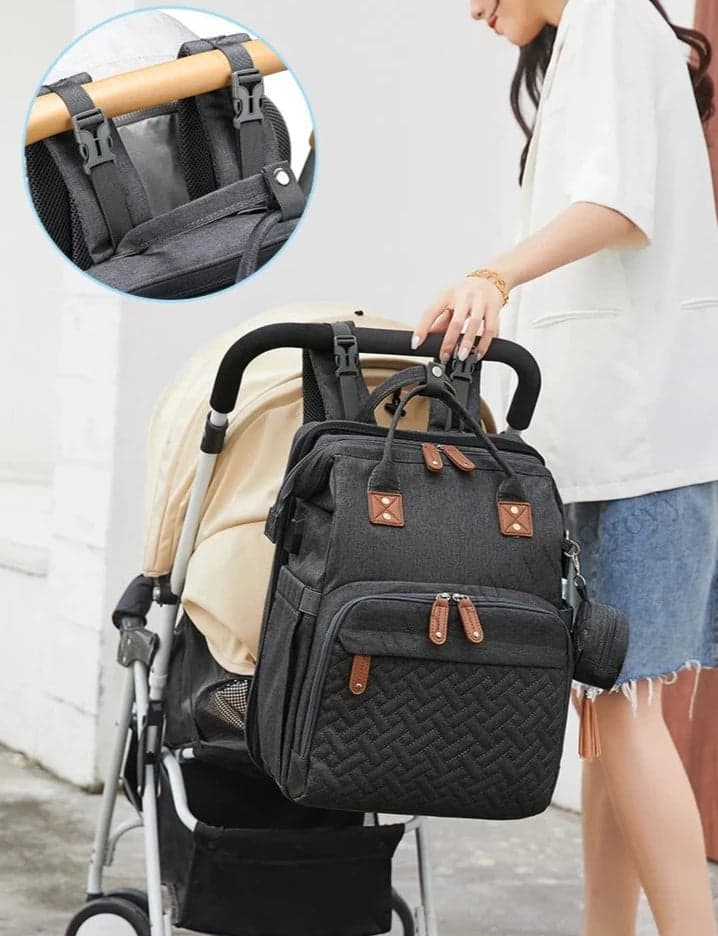 Sac à Dos à Langer Noir Avec Lit